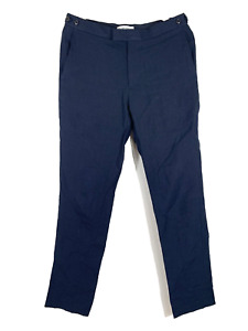 Reiss Mens 100% Linen Pants Adjustable Waist Navy Sz 30