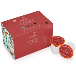 Lifeboost Coffee USDA Organic Coffee Pod Dark Roast Low Acid Single Non-GMO ... - Picture 1 of 9