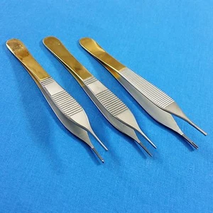 3 T/C ADSON DRESSING SERRATED+TISSUE 1X2TEETH+BROWN 9X9TEETH FORCEPS  - Picture 1 of 8