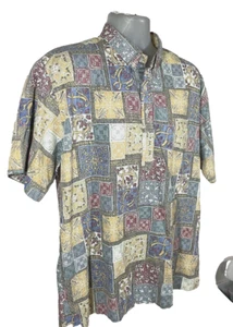 Tori Richard Hawaiian Shirt Men's Large Reverse Print Pullover Cotton Poly T7 - Picture 1 of 6