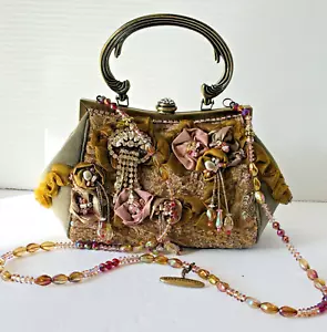 Mary Frances Beaded Rhinestone Embellished Floral Shoulder/Handled Handbag - Picture 1 of 24