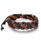 Men Women Black Brown Cord Cross Braided Leather Adjustable Wristband Bracelet