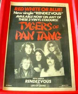 The Tygers Of Pan Tang Rendezvous Vintage ORIG 1982 Press/Mag ADVERT Poster-Size - Imagen 1 de 3