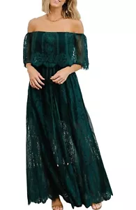 Maxi Vestido Para Mujer Talla S Fuera del Hombro Floral Encaje Boda Fiesta Maternidad... - Imagen 1 de 14