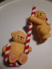 1980 Hallmark Christmas Ornaments 2 bears on candy by Hallmark