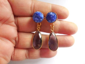 Druzy Chandelier Earrings,Druzy Gemstone Earring,Beaded Earring, Fashion Jewelry - Picture 1 of 4