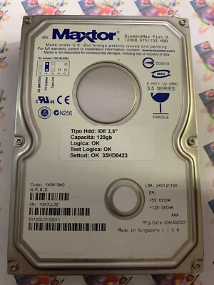 Hard Disk IDE 3,5" 120GB MAXTOR 6Y120L0 6Y120L0132011 YAR41BW0 23 AUG 2003 - Immagine 1 di 4
