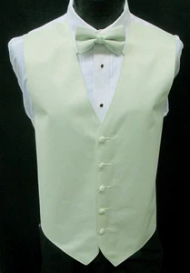 New Men's Light Green Tuxedo Vest & Tie Honeydew Melon Groom Wedding Prom Formal - Picture 1 of 5