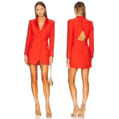 Valentina Shah Oliver Blazer Dress Back Cut-Out Cosmopolitan Red Size 8 Foto 1 de 4