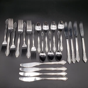 Present Stainless Korea Flatware Lot 22 Pc Matches Auberge Stanley Roberts VTG - Picture 1 of 12