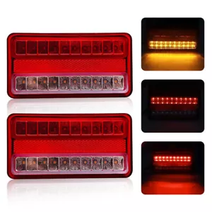 Pair 6''x3" Red Rectangle 20 LED Trailer Truck Boat Stop Brake Turn Tail Lights - Picture 1 of 11