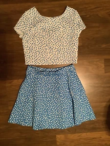 Lilly Pulitzer 2 pc skirt set, Girls 14 (fits like a womens 00), Blue/white, EUC - Picture 1 of 6