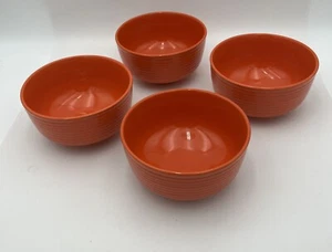 4 New -ROYAL NORFOLK Ribbed Stoneware Cereal Soup Salad BOWLS Orange 6” Diam. - Picture 1 of 8