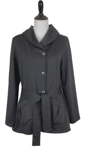 NWOT~Royal Robbins~Womens L~Black Ponte Knit Shawl Collar Snap Front Wrap Jacket - Picture 1 of 10
