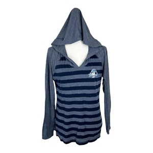Disney Cruise Line Long Sleeve Shirt Women XL Blue Stripe Mickey Hoodie Juniors - Picture 1 of 13