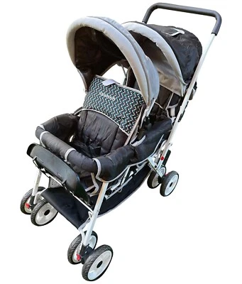 Baby Infant Umbrella Deluxe Double Stroller Light Weight Travel Foldable Black - Image 1 of 4