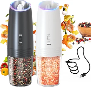 Electric Salt and Pepper Grinder Set Rechargeable Gravity Salt and Pepper Grinde - Picture 1 of 12