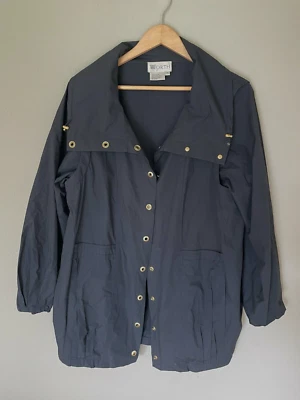 Chaqueta/abrigo de algodón ligero W Worth talla XL para mujer azul marino capucha cierre cuello Foto 1 de 4