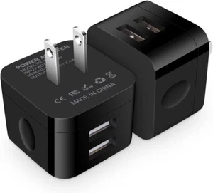 Chargeur Mural USB, Prise USB, 2 Pack Chargeur Plat Bloc Charge Faible Noir - Photo 1 sur 7