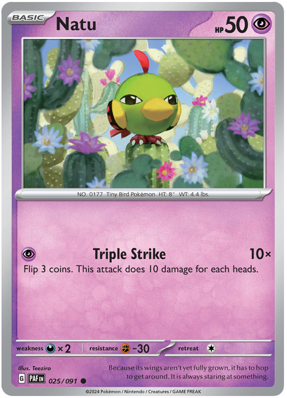 Natu Paldean Fates 025/091 Pokemon TCG Card NM/M Regular