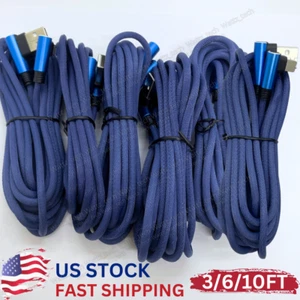 90 Degree USB Charger Cable 3/6/10FT For iPhone XR 11 12 13 14 Charging Cord Lot - Picture 1 of 9