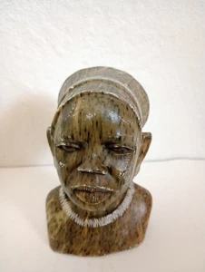 Vintage handgeschnitzte Stein Büste Shona Frau Figur Skulptur 4 3/4" x 3" Simbabwe - Bild 1 von 9