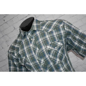 Wrangler Western Oberhemd Herren Größe XL Perlen Knopf Druckknöpfe grün kariert - Bild 1 von 6