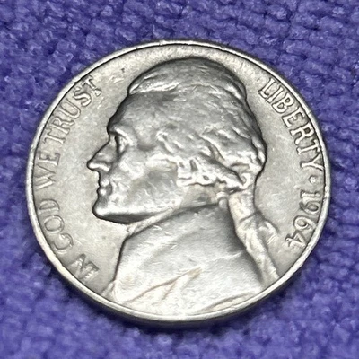 1964-P Jefferson Nickel Mint Error, US 5c Coin REVERSE Lamination & Rim Errors  - Image 1 of 4