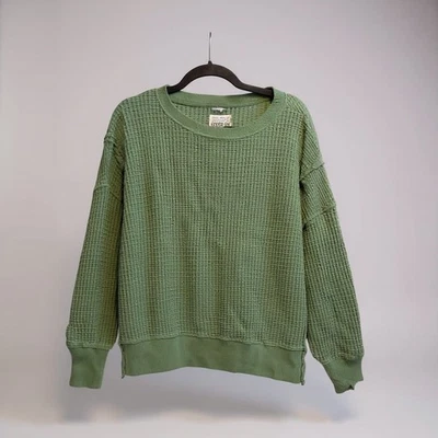 Top American Eagle Verde Tejido Gofre Manga Larga Cuello Redondo S Foto 1 de 4