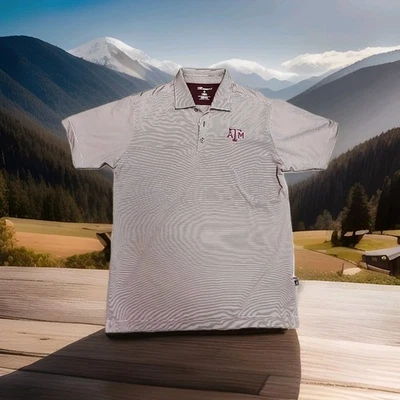 Texas A&M Aggies Purple Striped Lightweight Polo Shirt Mens Medium - Image 1 of 4