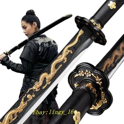Espada afilada china DAO china lista para la batalla KUNGFU Broadsword de acero al carbono 清刀 Foto 1 de 4