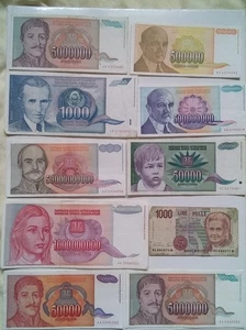 Yugoslavia banknotes set (10)-1990-2000-VH-HF - Picture 1 of 2