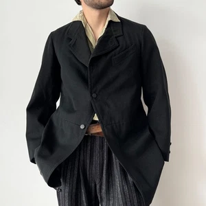 Abrigo saco de lana negro eduardiano antiguo de 1900 para hombre - Imagen 1 de 9