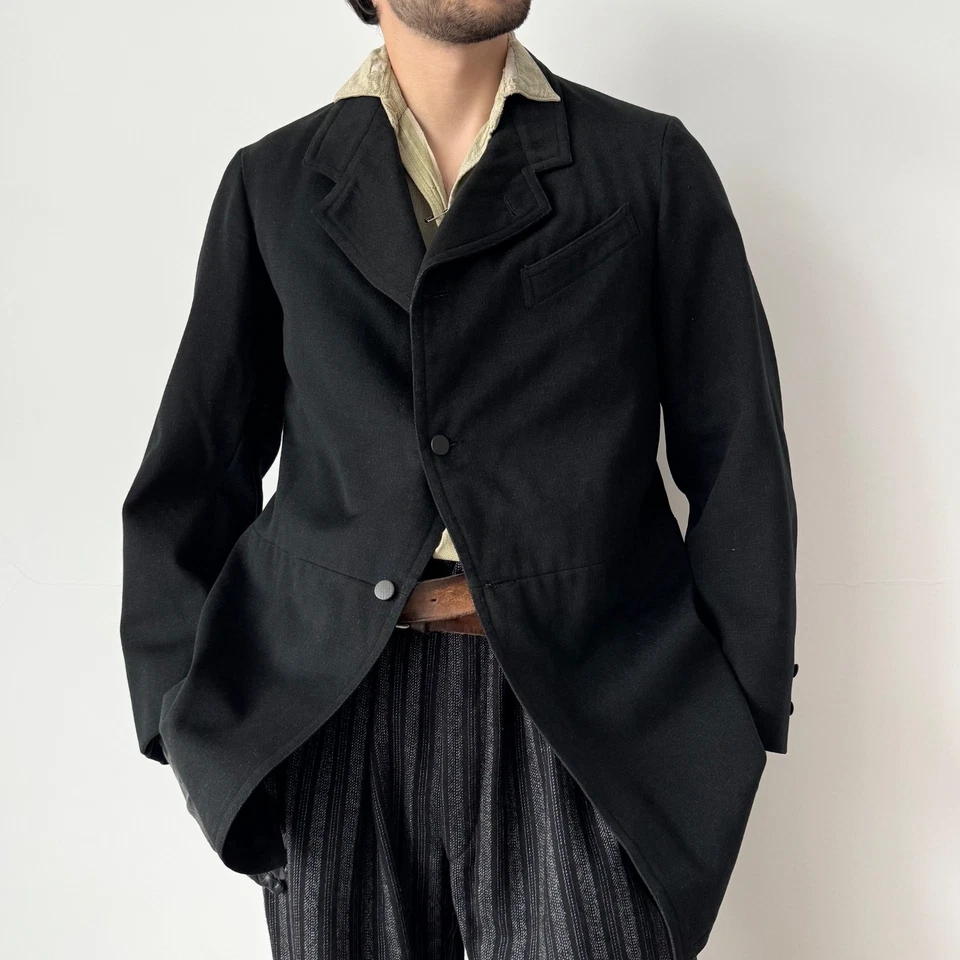 Мужское антикварное эдвардианское черное шерстяное пальто-мешок 1900-х годов - Изображение 1 из 4