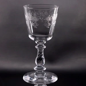 Bryce 942-4 Etched Bowl Swirl Stemmed Wine Glass Vintage 1950's - Picture 1 of 5