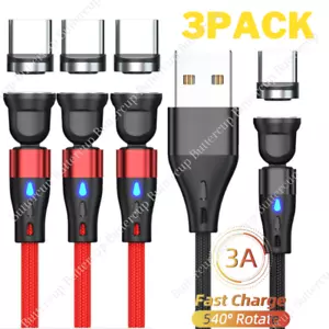 3Pack Magnetic USB Type C Cable 3/6Ft Fsat Charging Charger Cord For Samsung LG - Picture 1 of 13