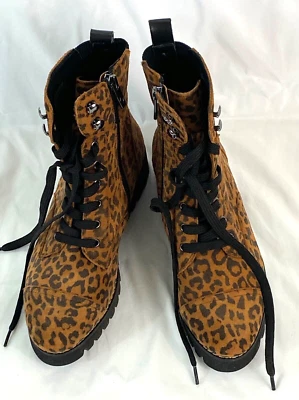 women's Donald Pilner boots size 9.5M brown camo lace side zipper sole grip - Image 1 of 4