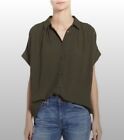 Madewell Xxs Central Drapery Shirt Oversized Olive Button Top Blouse