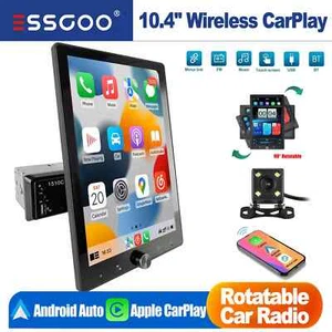 10.4" Single Din Touch Screen Stereo Bluetooth Radio Apple/Android Carplay+CAM - Picture 1 of 17