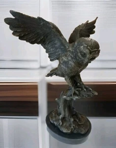Bronze Eule Skulptur Uhu Figur Bronzefigur Tierfigur Kauz Statue Deko Vogel Neu - Bild 1 von 7