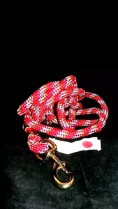 Hamilton 10 piedi Confetti Rosso 5/8" Poly Cavallo Cane Piombo Corda con Scatto Ottone Placcato - Foto 1 di 2