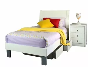Lisa King Single Bed with Bedside BEDROOM white High Quality - Picture 1 of 5