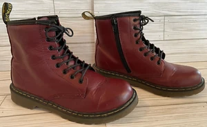 Dr Martens Woman’s Size 5/6 Burgundy Boots Leather "Air Wair" Boots 1460J - Zips - Picture 1 of 17