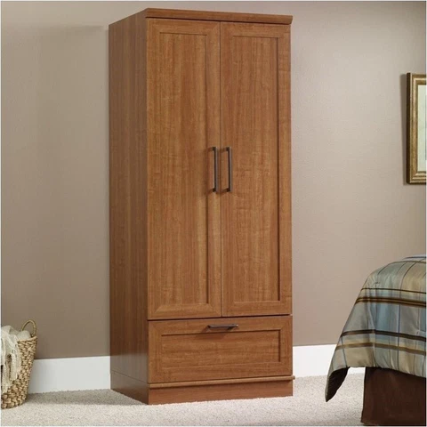 Pemberly Row Wardrobe Armoire with 1-Drawer in Sienna Oak Cover