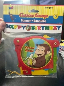 Curious George Party Supplies-Banner Happy Birthday New!!! - Picture 1 of 2