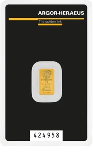 1g 24k Gold Bar – Argor-Heraeus Suisse – 99.99% Pure – Sealed Assay Card - Picture 1 of 2