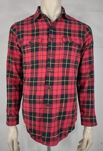 Polo Ralph Lauren red black plaid 100% cotton heavy flannel shirt Mens Medium - Picture 1 of 8