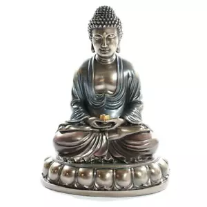 BUDDHA STATUE 10,5" hochwertiges Bronzeharz buddhistische Ikone meditieren Shakyamuni - Bild 1 von 7