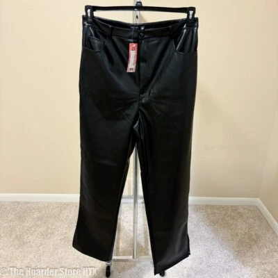 Pantalones Nasty Gal Talla Grande Cuero Sintético Completo Dobladillo Dividido 36 x 32 - Talla 12 Foto 1 de 4