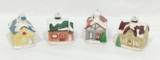 Vintage HOMCO Christmas Village  Houses Porcelain Ornaments 5555 Lot of 4